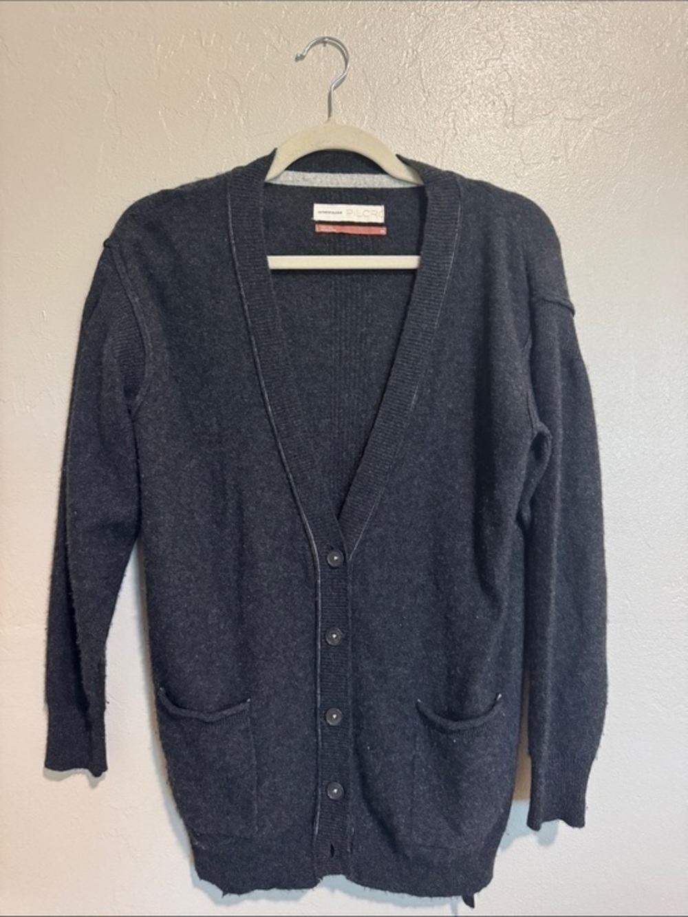 Anthropologie 100% Cashmere Charcoal Cardigan XS